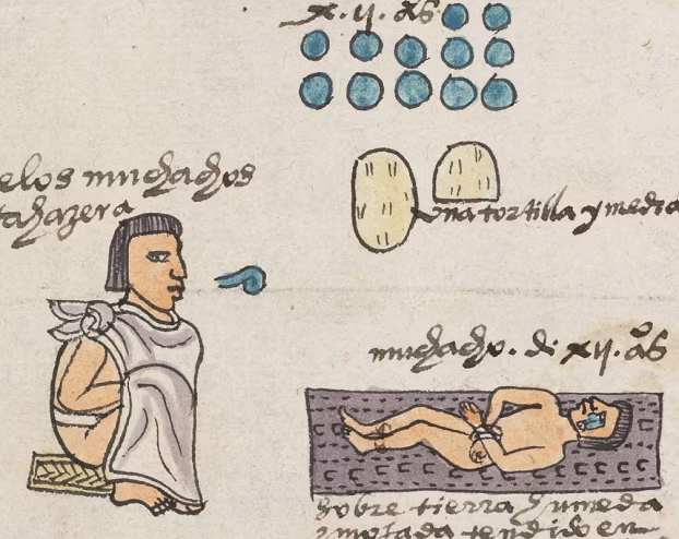 Twelve-year-old boy with hands and feet tied, lying on damp ground as punishment